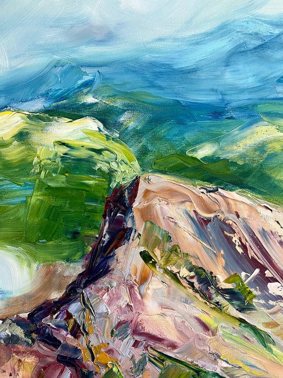 Large Original Oil Painting, Mountain Wall Art, Abstract Landscape Canvas Art, Slovak Nature Artwork