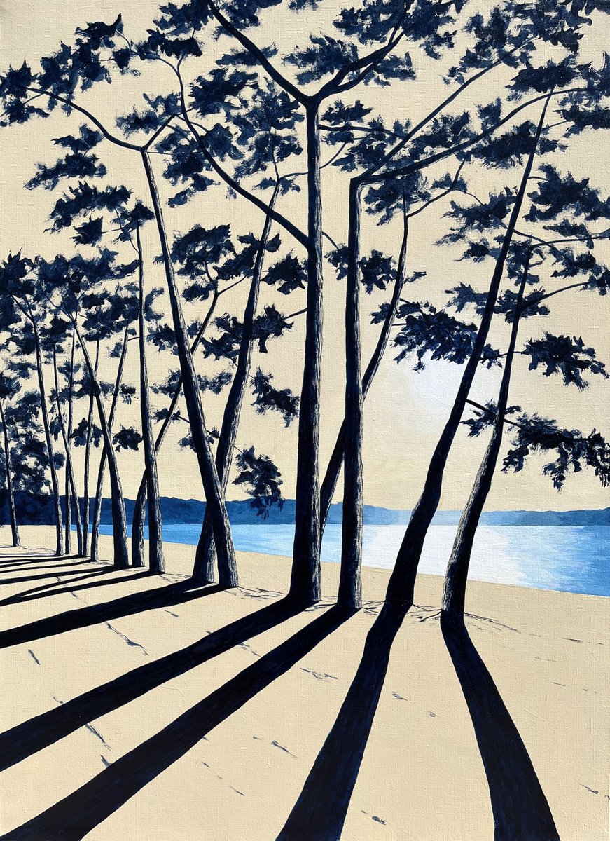 Landscape Acrylic Painting By Cadiou Frederic, 31 X 41, 9 Hours 22 At Cap Coz, Original Artwork