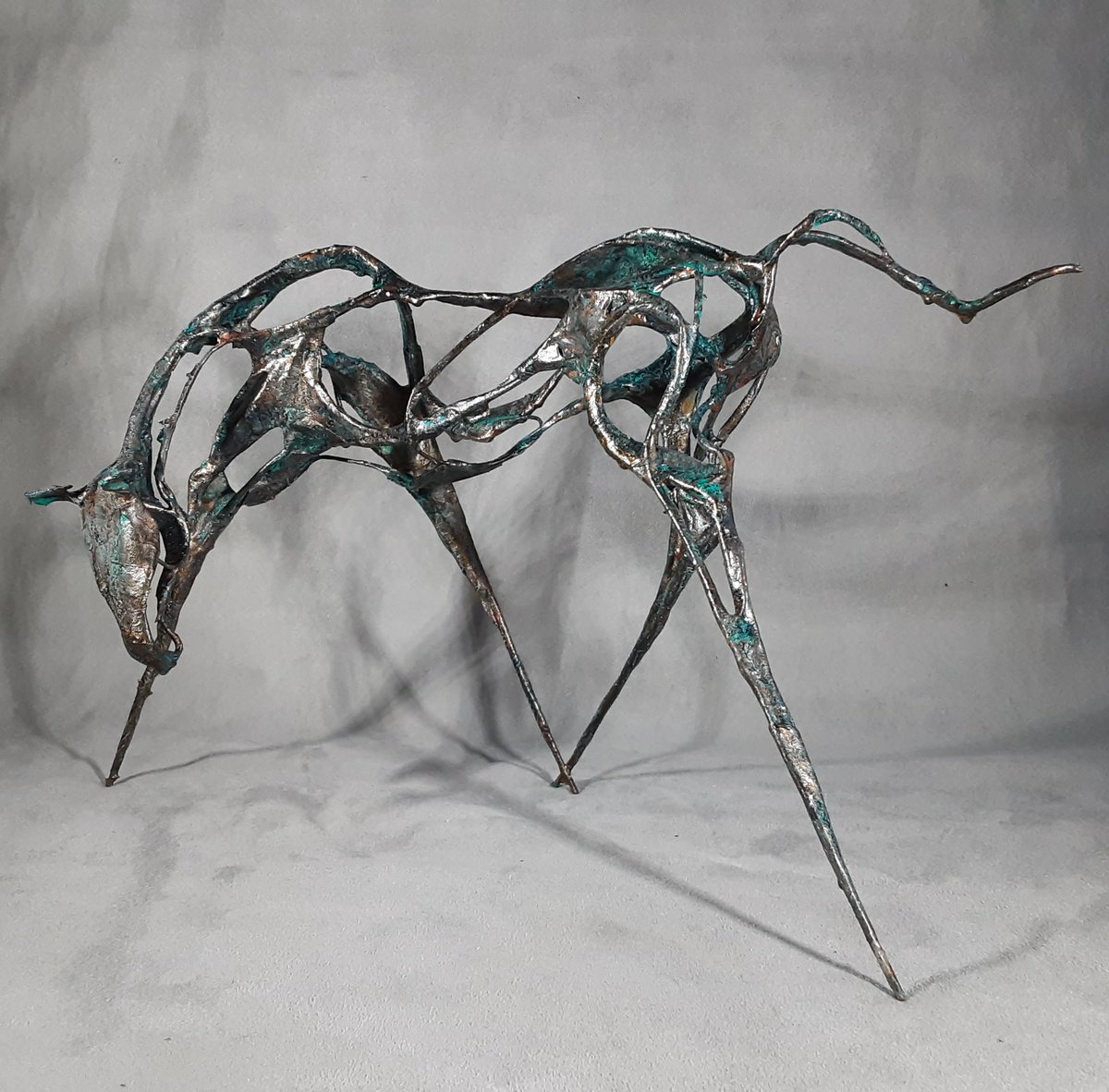 Expressive Animal Sculpture By Linda Hoyle, 14 X 9", Dancer, Original Artwork