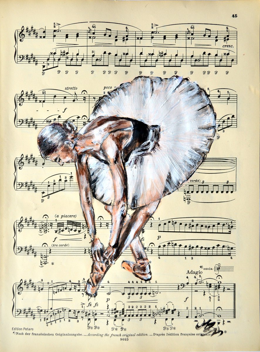 Ballerina XXXII- Vintage Music Page, GIFT idea by Misty Lady - M. Nierobisz