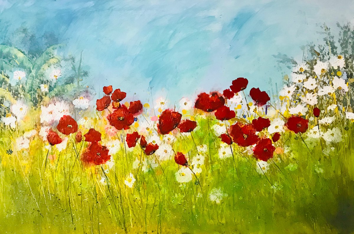 Impressionistic Landscape Painting By Henrieta Angel, 36 X 24, Just Want To Dance With You, Original Artwork