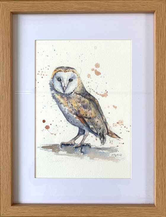 Watercolour Barn Owl