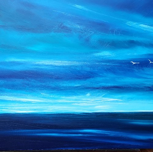 Morning Light in Blue - seascape, emotional, panoramic by Mel Graham