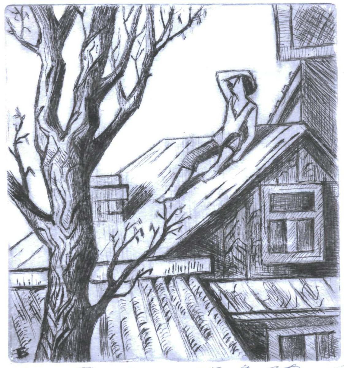 Illustrative Cityscapes Etchings & Engravings By Kateryna Bortsova, 8 X 9", Dreamer, Original Artwork