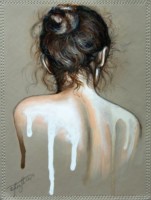"Beautiful back " Original   acrylic painting on board 22x29x0.5cm.ready to hang by Elena Kraft