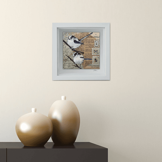 Long tailed tits - Ornithology #10 - Framed ready to hang original painting