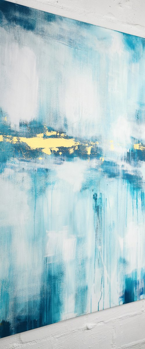 Deep Sea Gold in Turquoise #3 – Abstract Seascape by Stefanie Rogge