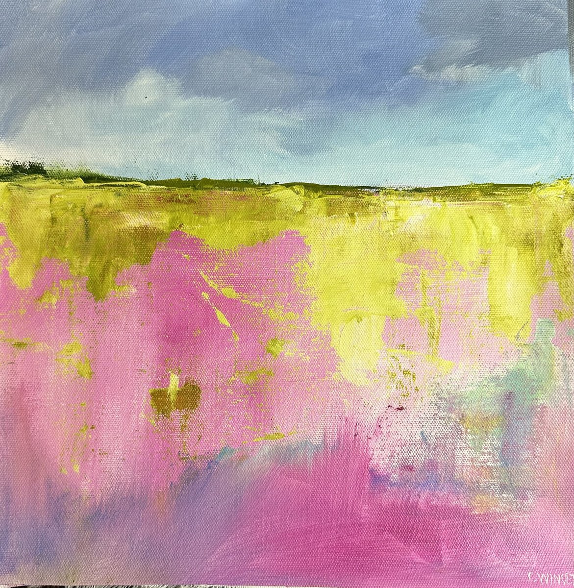 Abstract Landscape Acrylic Painting By Catherine Winget, 12 X 12, Summer Meadows 4, Original Artwork