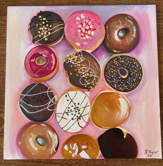 Doughnuts oil painting