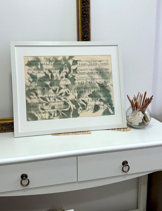 Vintage Sheet Music Nature Silhouette Art