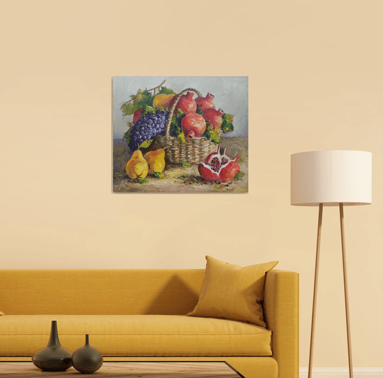 Autumn fruits (60x70cm, oil painting,  ready to hang)