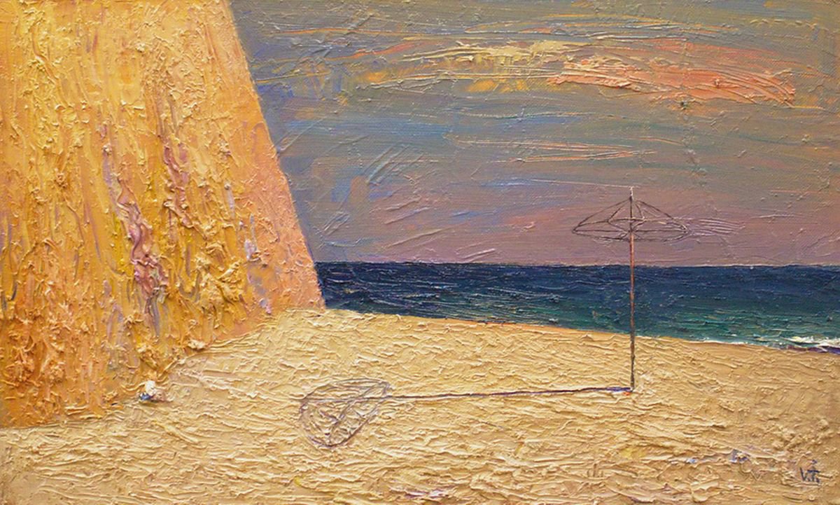 Impressionistic Landscape Oil Painting By Viktor Ivaniv, 28 X 17", On The Sea. Unusual Angle 2, Original Artwork