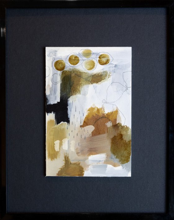 Noix de Grenoble - Small abstract painting with mat