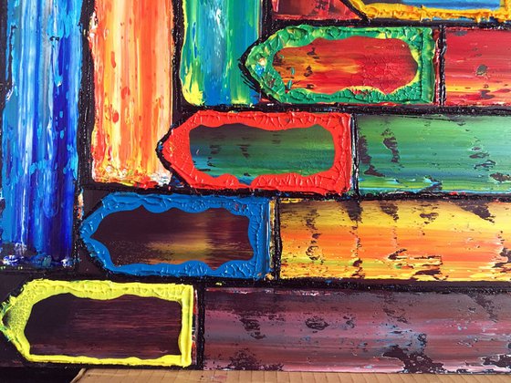 "We Can Do It" - Save As Series + FREE USA SHIPPING - Original Xt Large PMS Abstract Triptych Oil Paintings On Recycled Wood - 108" x 40"