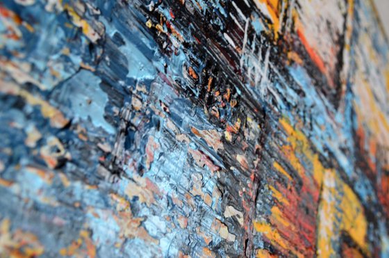 Construction Site - Modern abstract Palette knife Urban art Gift idea