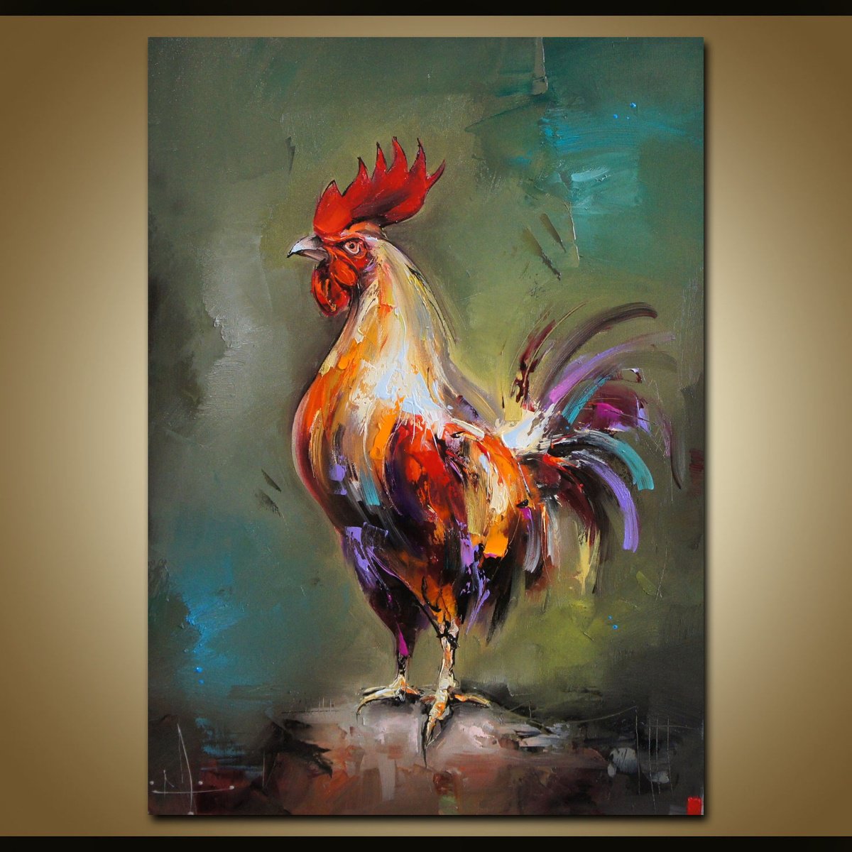 Expressive Animal Oil Painting By Stanislav Lazarov, 20 X 28", The Farm Owner, Original Artwork
