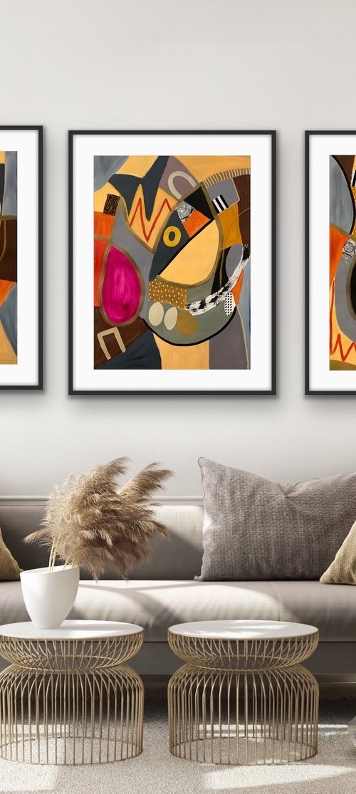 Happiness is a Butterfly (Triptych) by Rashna Hackett