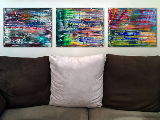 "Look What The Wind Blew In" - Save As A Series - Original PMS Oil Painting Triptych on Canvas- 60 x 16 inches