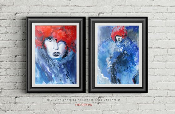 Fashion SET of 2 Modern Stylish Expressive Fashion sketch Loft stye Loft art Stylish accent