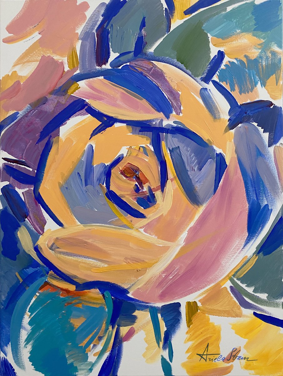 Impressionistic Painting , The Odorata Rose By Ariela Stem, 24 X 31, Artwork For Sale On Artfinder