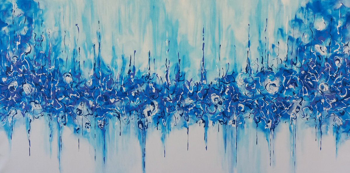 Abstract Acrylic Painting By Max Yaskin, 83 X 44", Shambala 2 By M.y., Original Artwork