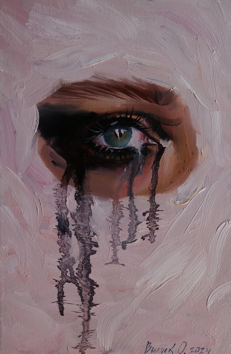 Impressionistic Portrait Oil Painting By Lena Vylusk, 8 X 12", "Expectation", Original Artwork