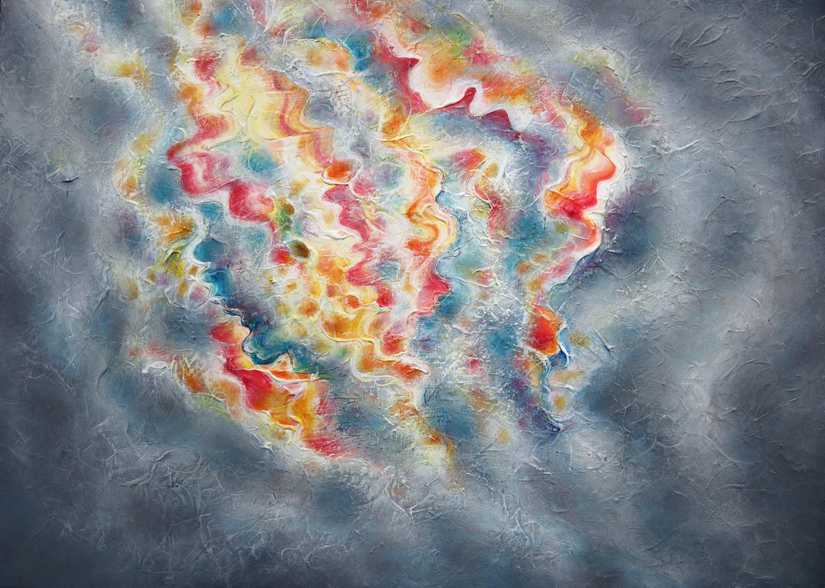 Organic Abstract Acrylic Painting By Tam Chianta, 28 X 20", It Never Left, Original Artwork