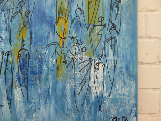 city blue with bike xl Acrylpainting 39,4 x 31,5 inch