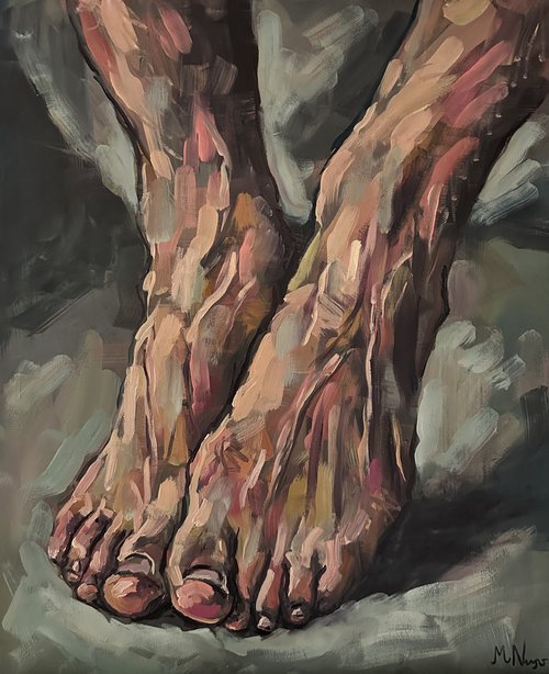 Feet oil painting by Emmanouil Nanouris