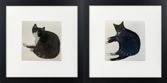 Two Black Cats framed