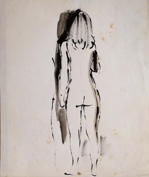 Standing Nude from the back 46x38cm by Frederic Belaubre