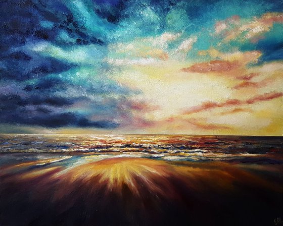 Colourful Seascape With Cloudy Skies