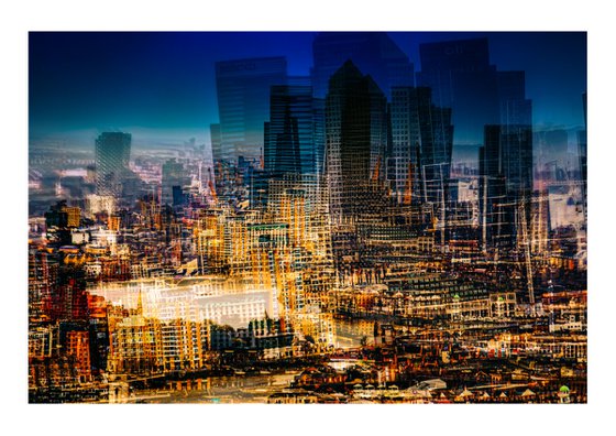 London Views 7. Abstract Aerial View of Canary Wharf Limited Edition 1/50 15x10 inch Photographic Print