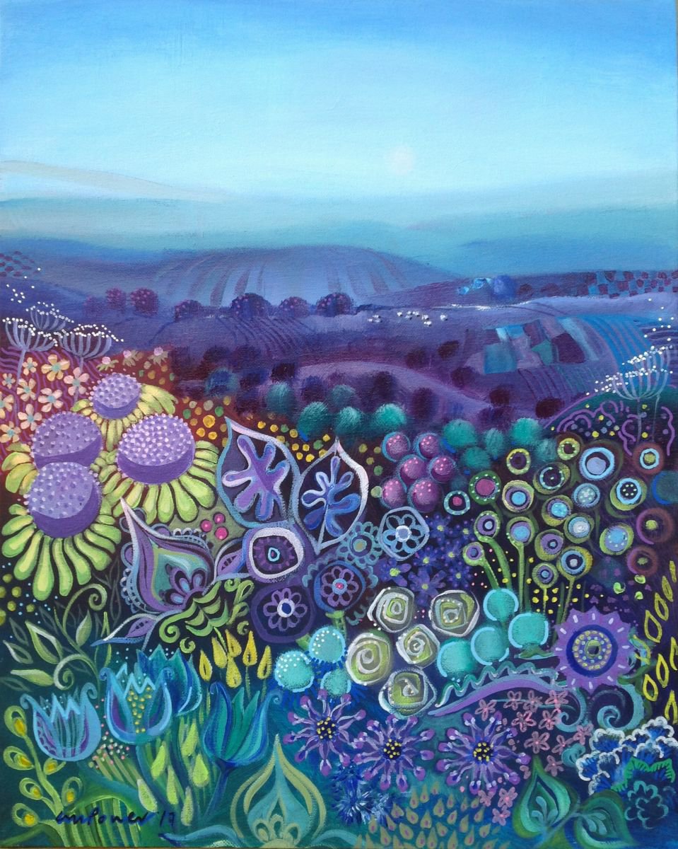 Field of Joy - landscape on canvas board by Luci Power