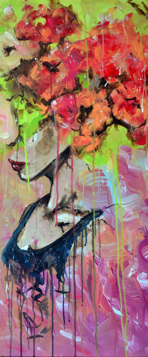 Flowers In My Mind - Original Painting on Canvas Ready to Hang by Jakub DK - JAKUB D KRZEWNIAK