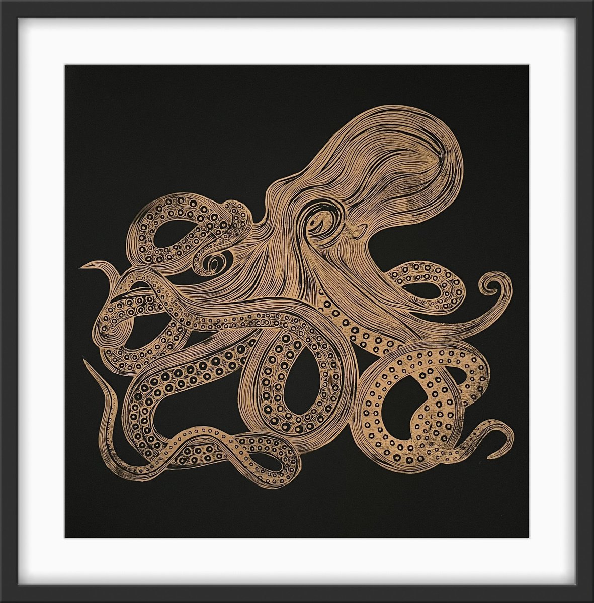 Linocut , Octopus By Amy Cundall, 20 X 20, Artwork For Sale On Artfinder