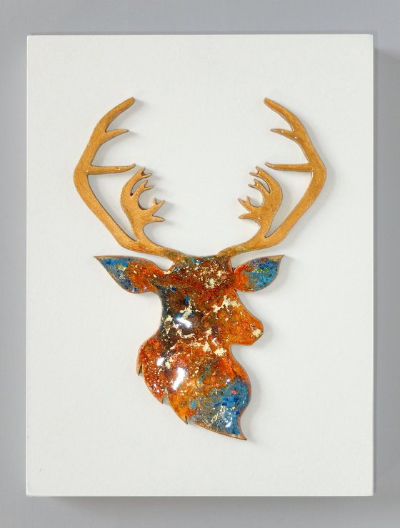 Stags Head - Resin On Panel