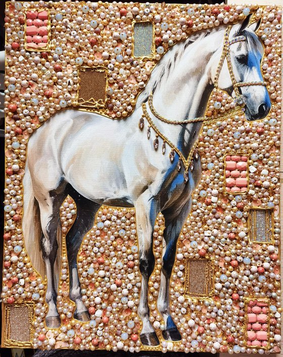 Horse. Pearl painting