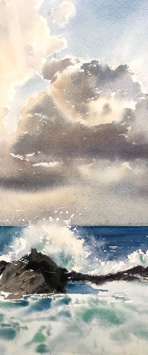Wave and clouds by Eugenia Gorbacheva