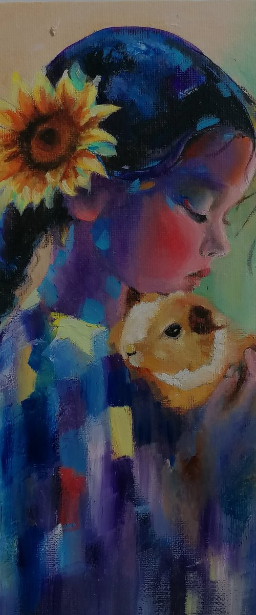 Girl with guinea pig by Susana Zarate Harris
