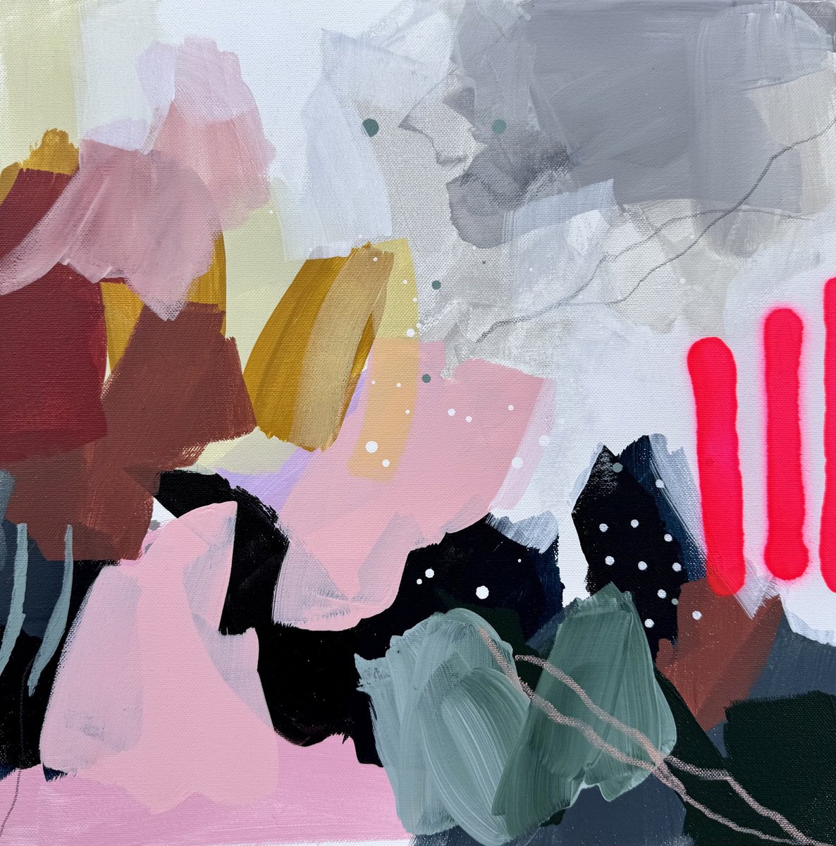 Abstract Acrylic Painting By Tanya Lytko, 16 X 16", "Pulse", Original Artwork