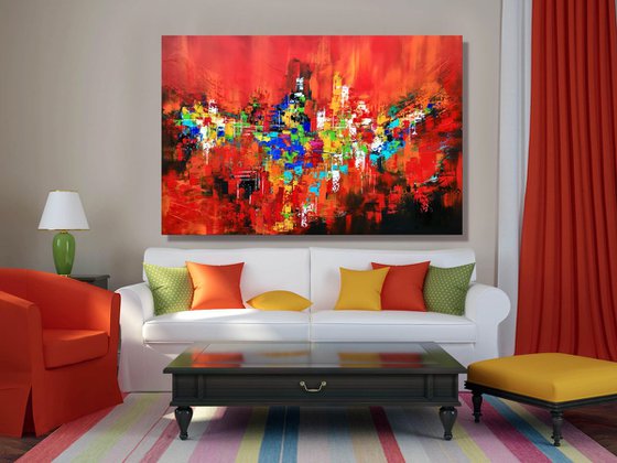 Forgotten Journey - XL LARGE,  Modern, Textured, Joyful,  Energetic,  Bold,  Colorful Painting - READY TO HANG!