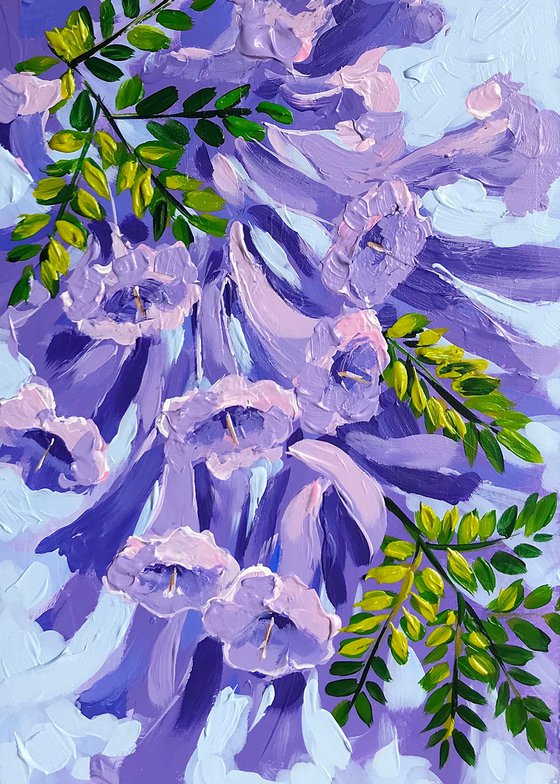 Jacaranda flowers – framed original painting