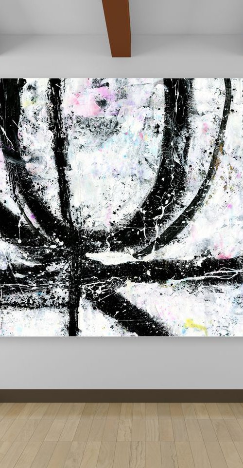 Balancing Life - XX LARGE- 52x37in - Minimalistic Abstract Mixed Media Painting by Kathy Morton Stanion, Modern Home decor, restaurant art by Kathy Morton Stanion