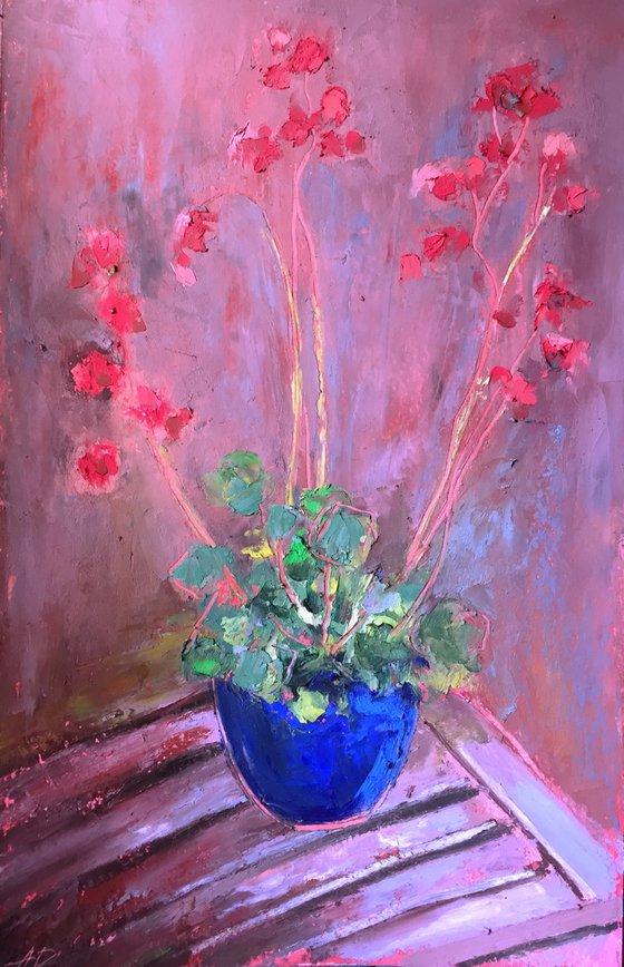 Geranium in oil pastel