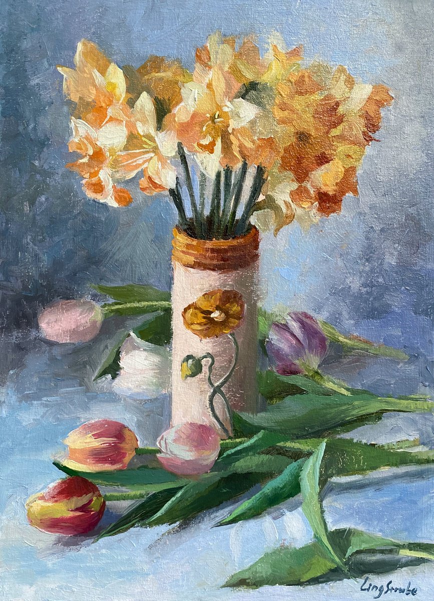 Daffodil Bouquet By Ling Strube, 12 X 16, Artwork For Sale On Artfinder