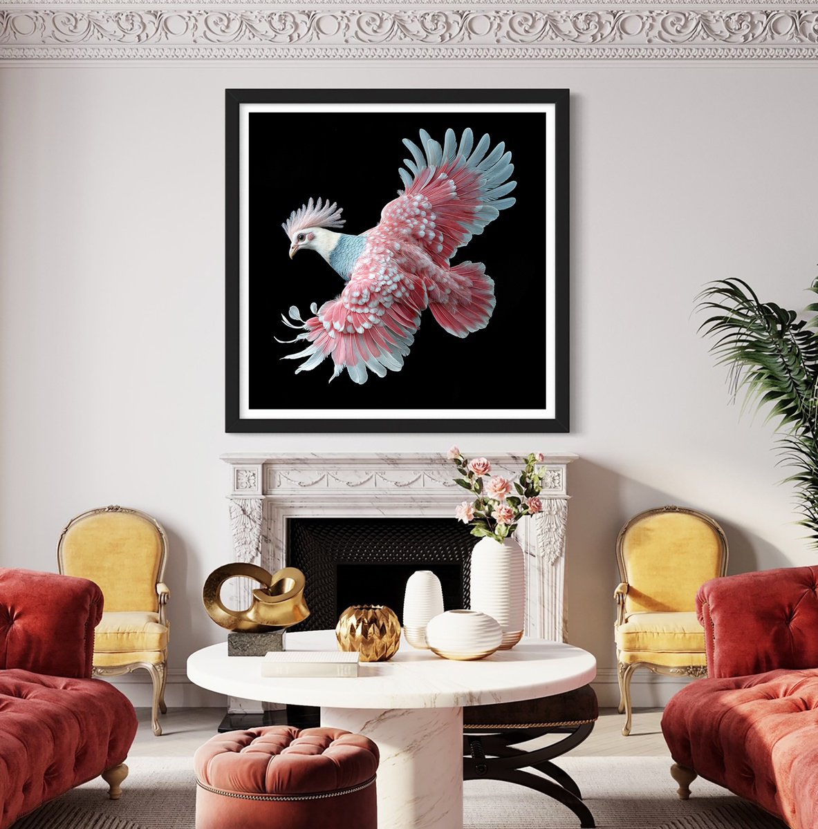 Photorealistic Animal Photograph By Michael Filonow, 26 X 26", Victoria Crowned Pigeon 3B, Original Artwork