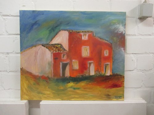 Italian city oil on canvas painting by Sonja Zeltner-Müller