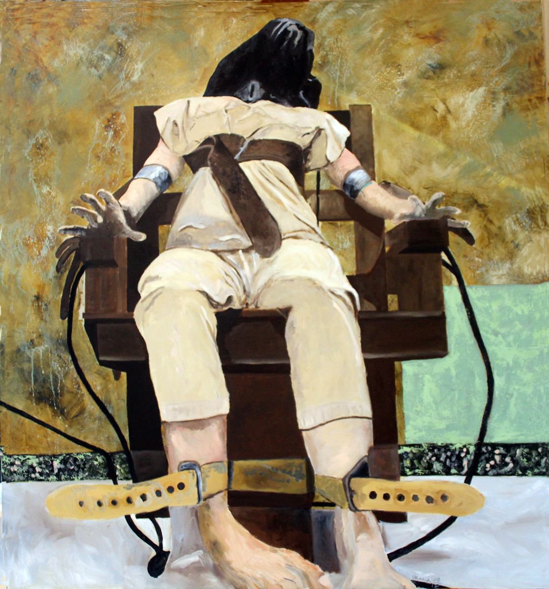 Photorealistic Portrait Oil Painting By Ken Vrana, 44 X 48", Sit Tight, Original Artwork