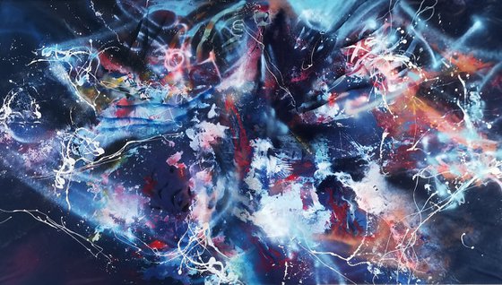 Gigantic xxl superbe colors abstraction fluid painting action art drippinig 450 cm ! by master Kloska